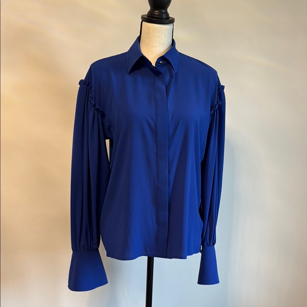 Blue Boxy Relaxed Button Down Shirt